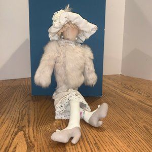 Carmen Manago Cloth Plush Doll With Rabbit Fur Coat 24” No Purse Tlc
